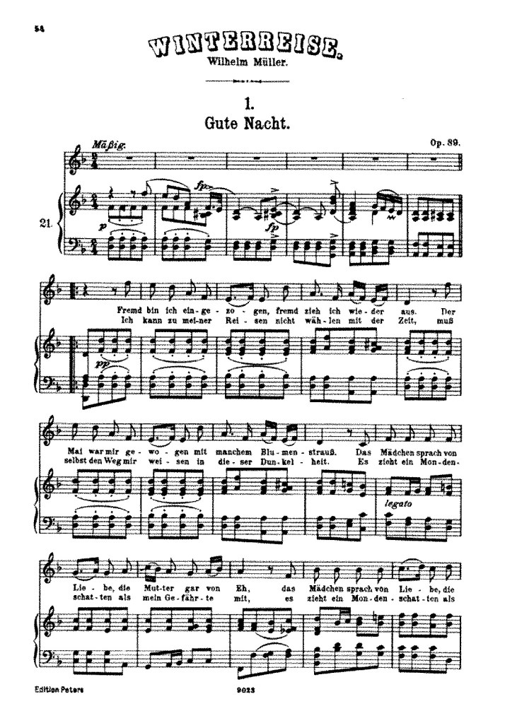 Sheet music to Gute Nacht